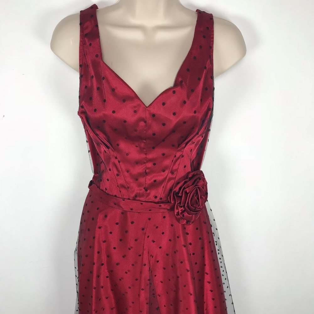 Stop Staring Red Satin Overlay Dress NWT